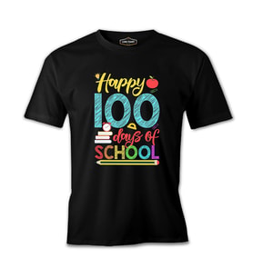 100 Days of School - Happy Siyah Erkek Tshirt