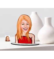 BK Gift Kişiye Özel Kadın Karikatürlü Ahşap Biblo Model-33 (Beyaz)