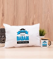 Canım Babam Dikdörtgen Yastık ve Siyah Kupa Bardak