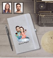 Kişiye Özel Sevgili Karikatürlü Gri Defter Kalem Hediye Seti Model 20