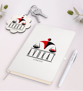 BK Gift Kişiye Özel Avukat Beyaz Defter Kalem ve Anahtarlık Hediye Seti-4 (Model 1)