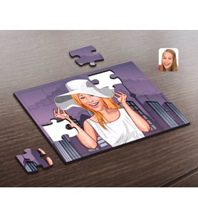 BK Gift Kişiye Özel Kadın Karikatürlü Ahşap Puzzle-20