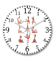 Flamingo Yoga Duvar Saati Bombeli Gercek Cam