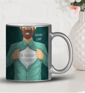 BK Gift Kişiye Özel Babalar Günü Temalı Gümüş Yaldızlı Kupa Bardak 18422