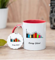 İktisatçı Kırmızı Kupa Bardak Ve Anahtarlık Set