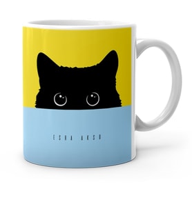 BK Gift Kişiye Özel Black Kitty Tasarımlı Beyaz Kupa Bardak  1