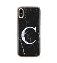Iphone Xs Max Siyah Mermer Harf Tasarımlı Telefon Kılıfı C-Harfi 