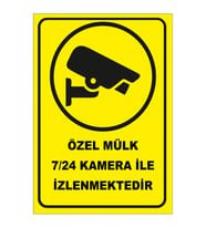 MIGNATIS - Özel Mülk 7-24 Kamera İle İzlenmektedir Levhası - Sac Malzeme 50x70cm