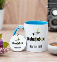 Muhasebeci Mavi Kupa Bardak Ve Anahtarlık Set
