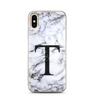 Iphone X Beyaz Mermer Harf Tasarımlı Telefon Kılıfı T-Harfi 