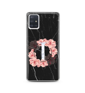 Mermer Çiçekli Harf Tasarım Süper Şeffaf Silikon Telefon Kılıfı Samsung A51 I-Ha
