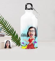 BK Gift Kişiye Özel Bayan Model Karikatürlü Metal Suluk 500 Ml 1
