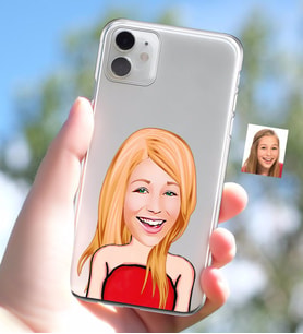 BK Gift Kişiye Özel Bayan Karikatürlü iPhone 11 İnce Şeffaf Silikon Telefon Kapağı-33 (Beyaz)