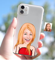 BK Gift Kişiye Özel Bayan Karikatürlü iPhone 11 İnce Şeffaf Silikon Telefon Kapağı-33 (Beyaz)