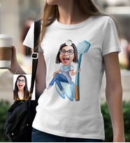 BK Gift Kişiye Özel Bayan Diş Hekimi Karikatür Beyaz Tişört  2