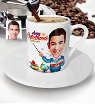 BK Gift Kişiye Özel Bay Öğretmen Karikatürlü Türk Kahvesi Fincanı - 4