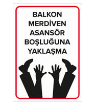MIGNATIS - Balkon Merdiven Asansör Boşluğuna Yaklaşma Levhası - Sac Malzeme 25x35cm