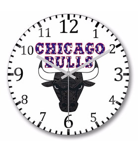 Chicago Basketboll Duvar Saati Bombeli Gercek Cam