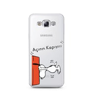 Snoopy Tasarımlı Süper Şeffaf Silikon Telefon Kılıfı Samsung E7