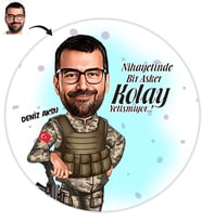BK Gift Kişiye Özel Asker Karikatür Baskılı Yaş Pasta İçin Yenilebilir Şekerli Kağıt  2(Sadece Kağıt)