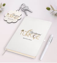 BK Gift Kişiye Özel Türkçe Öğretmeni Beyaz Defter Kalem ve Anahtarlık Hediye Seti-1 (Model 1)