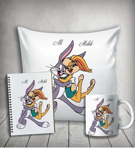 Kişiye Özel Buggs Buny Yastık & Kupa & Defter