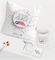 BK Gift Kişiye Özel 2024 Sana Mutluluk Getirsin Temalı Beyaz Kupa Ayna Yastık Seti