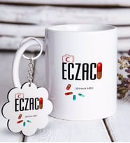 BK Gift Kişiye Özel Mesleki Eczacı Beyaz Kupa ve Anahtarlık Hediye Seti-3 (Model 1)