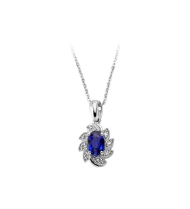 Sirius Pırlanta ve Oval Safir Taşlı Kolye 0717P0040