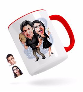 BK Gift Kişiye Özel Sevgililer Karikatürlü Kırmızı Kupa Bardak-18