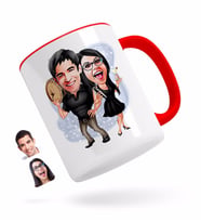 BK Gift Kişiye Özel Sevgililer Karikatürlü Kırmızı Kupa Bardak-18