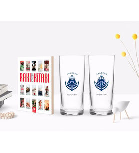 BK Gift Kişiye Özel Renkli Baskılı Trabzon Tasarımlı Turistik İkili Rakı Bardağı ve Rakı Cep Kitabı Hediye Seti-1 (Model 1)