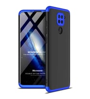 Microsonic Xiaomi Redmi Note 9 Kılıf Double Dip 360 Protective Siyah Mavi