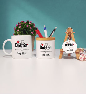 Doktor Hediye Kupa Bardak Kalemlik ve Anahtarlık Hediye Seti