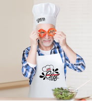 BK Gift Kişiye Özel Chef Erkek Mutfak Önlüğü ve Aşçı Şapkası Seti-4 (Beyaz)