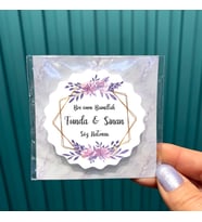 AMBALAJLI Magnet Hediyelik - Mor Çiçekli Tasarım - Düğün, Söz, Nişan, Nikah Hatırası