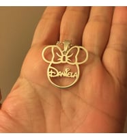 Mickey Mouse Tasarımlı İsimli Kişiye Özel 925K Gümüş Kolye (Altın)