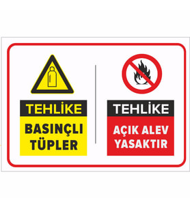 MIGNATIS - Tehlike Basınçlı Tüpler Açık Alev Yasaktır Levhası - Sac Malzeme 35x50cm