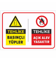 MIGNATIS - Tehlike Basınçlı Tüpler Açık Alev Yasaktır Levhası - Sac Malzeme 35x50cm