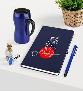 BK Gift Kişiye Özel Avukat Temalı Lacivert Defter Kalem ve Termos Mug Seti - 11 (Model 1)