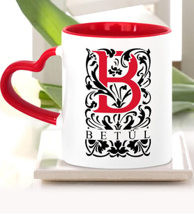BK Gift Kişiye Özel B Harfi Kırmızı Kalpli Kupa Bardak Model 2