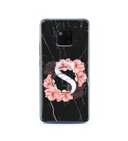 Mermer Çiçekli Harf Tasarım Süper Şeffaf Silikon Telefon Kılıfı Huawei Mate 20 P