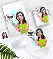BK Gift Kişiye Özel Bayan Kolay Yetişmiyor Karikatürlü Defter Kalem Kupa Mouse Pad Seti-5 (Model 1)