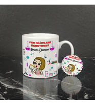 Fen Bilimleri Öğretmeni Kupa Bardak ve Anahtarlık Set 003