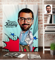 BK Gift Kişiye Özel Bay Doktor Karikatür Kanvas Tablo 70x100cm 5
