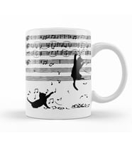 Yaramaz Komik Müzik Notalı Kedi Cat Kupa Bardak Porselen