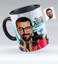 BK Gift Kişiye Özel Bay Fotoğraf Sanatçısı Karikatürlü Siyah Kupa Bardak  1