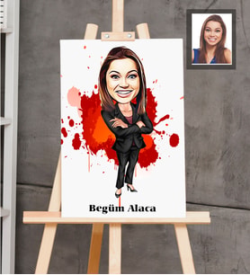 Kişiye Özel İş Kadını Karikatürlü  Ahşap Tablo 30x47 Bayan-6