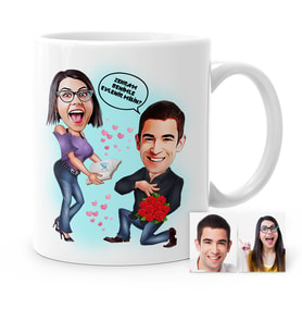 BK Gift Kişiye Özel Benimle Evlenir Misin Karikatür Beyaz Kupa Bardak  5