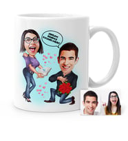 BK Gift Kişiye Özel Benimle Evlenir Misin Karikatür Beyaz Kupa Bardak  5